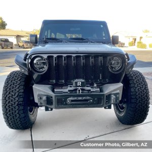 Jeep Wrangler Bumper - Front - Go Rhino - Rockline Winch Ready Stubby - Textured Black - `07-`20